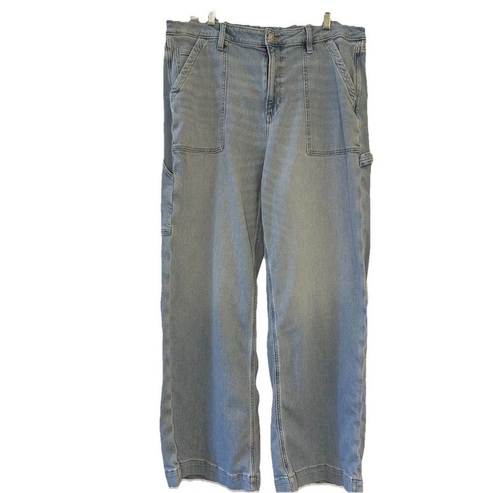 American Eagle Super High Rise Baggy Wide Leg Jeans Womens 16 Long 35x32